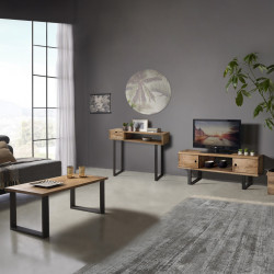 Conjunto madera: Mesa Centro U + Mueble Tv Max + Recibidor Angi