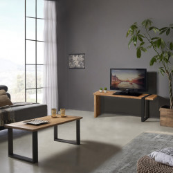 Conjunto madera: Mesa Centro U + Mueble Tv Morfeo