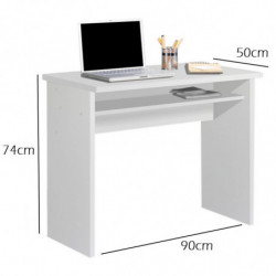 Mesa escritorio, mesa estudio, con bandeja extraible color blanco