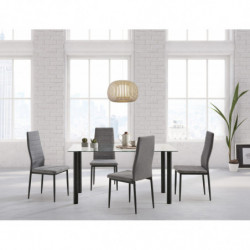 Conjunto mesa 120 cm x 70 cm x 75 cm + 4 sillas color negro + tejido gris