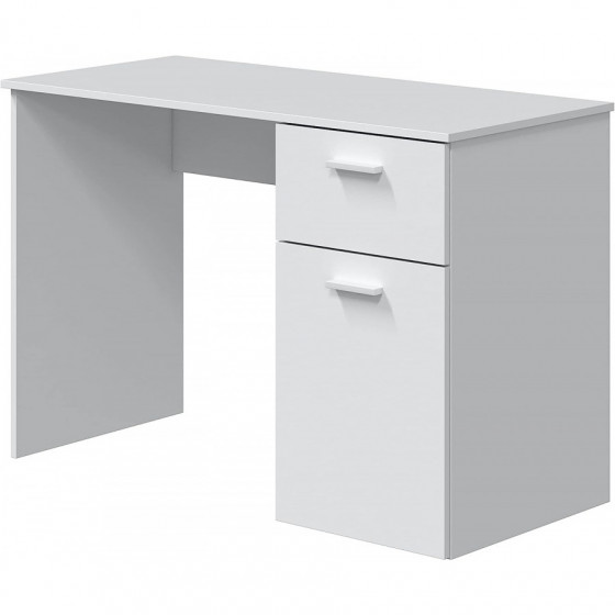 JUST Mesa escritorio con 1 Cajón y 1 Puerta, Color Blanco Artik