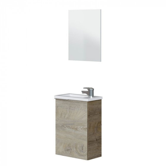 MINI Mueble baño de 40cm con 1 puerta y espejo. Lavabo incluido