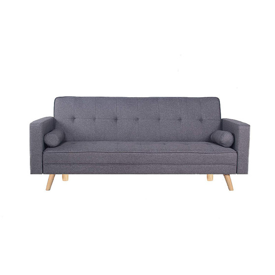 Sofá cama modelo 846 con 3 plazas y sistema apertura clic-clac, de color gris. Medidas: 206 x 75 x 89 cm