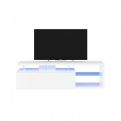 LED-TECH Mueble de Salón para TV con luces Led, Color Blanco Brillo