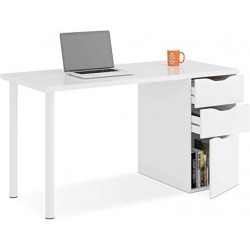 SANSA Mesa despacho o escritorio reversible con cajonera, Color Blanco Artik