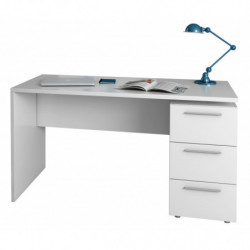 THEON Mesa despacho o escritorio con 3 cajones, Color Blanco Artik