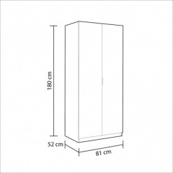 LOW COST Armario con 2 puertas, Color Blanco, Medidas: 180 x 81,5 x 52 cm
