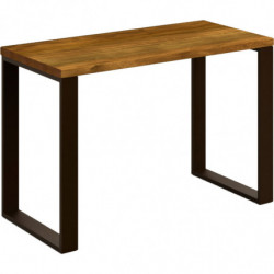 Mesa escritorio de madera maciza natural y patas de acero. Estilo industrial.